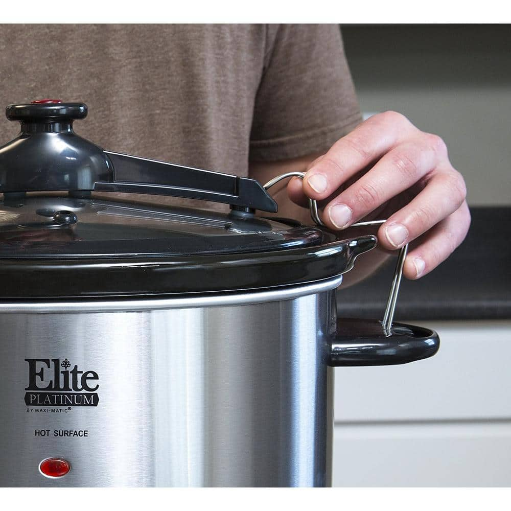 Elite Platinum Platinum 8.5 Qt. Stainless Steel Slow Cooker with Locking Lid MST-900VXD