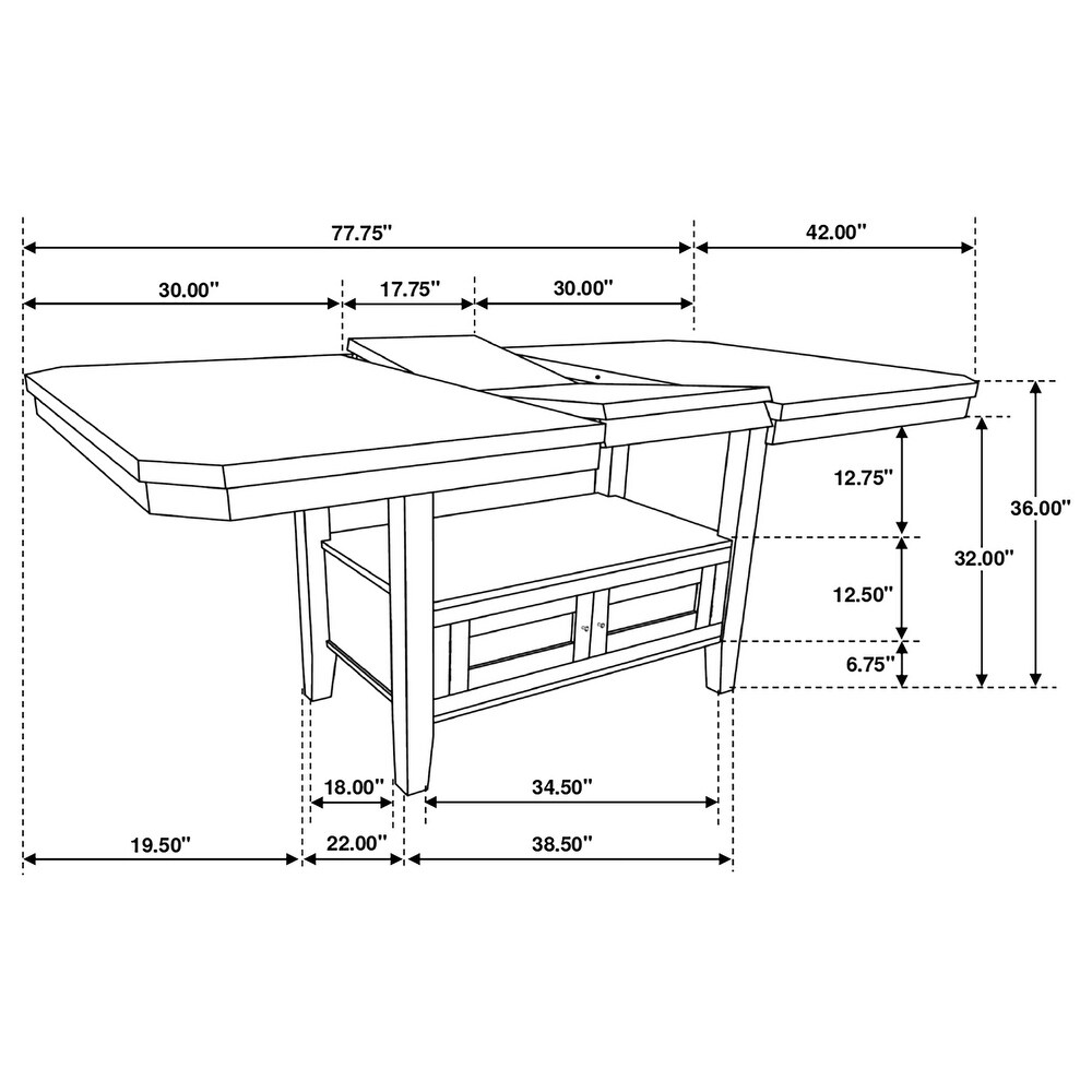 Coaster Furniture Prentiss Rectangular Counter Height Dining Set with Butterfly Leaf Cappuccino