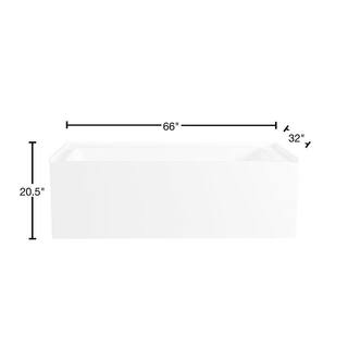 Kingston Brass Aqua Eden Sarah 66 in. Acrylic Left-Hand Drain Rectangular Alcove Bathtub in White HHVTAP663222L