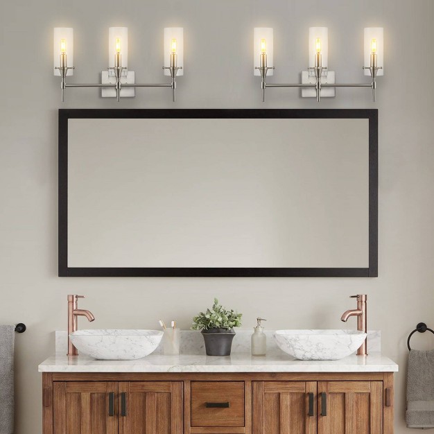 3 light Cato Modern Iron glass Led Vanity Nickel clear Jonathan Y