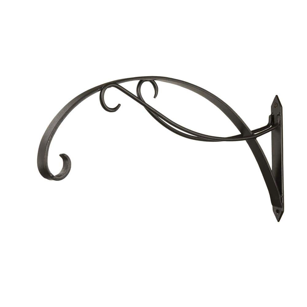 ACHLA DESIGNS 24 in. W Black Powder Coat Metal Curling Scroll Bracket for Large Baskets B-36