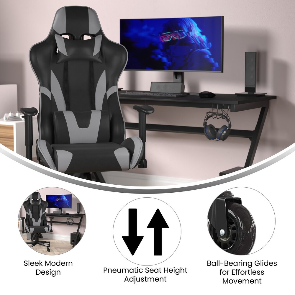 Office Gaming Chair with Roller Wheels   Reclining Back