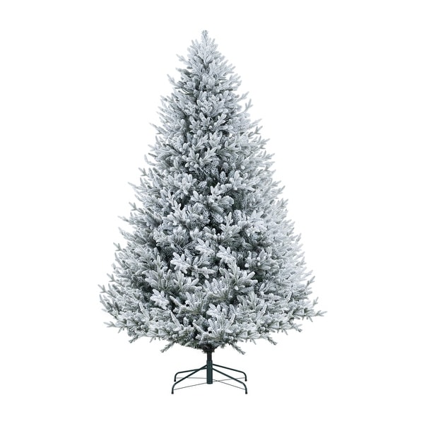 Frosted Fir Snow Flocked Christmas Tree Prelit，Realistic Snowy Frosted Christmas Tree with Lights