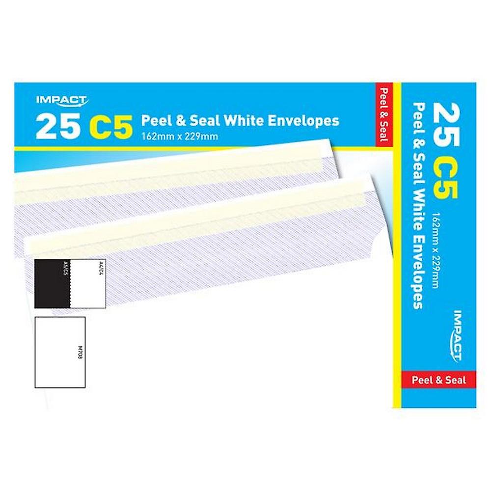 Impact C5 Peel and Seal White Envelopes (Pack Of 25)