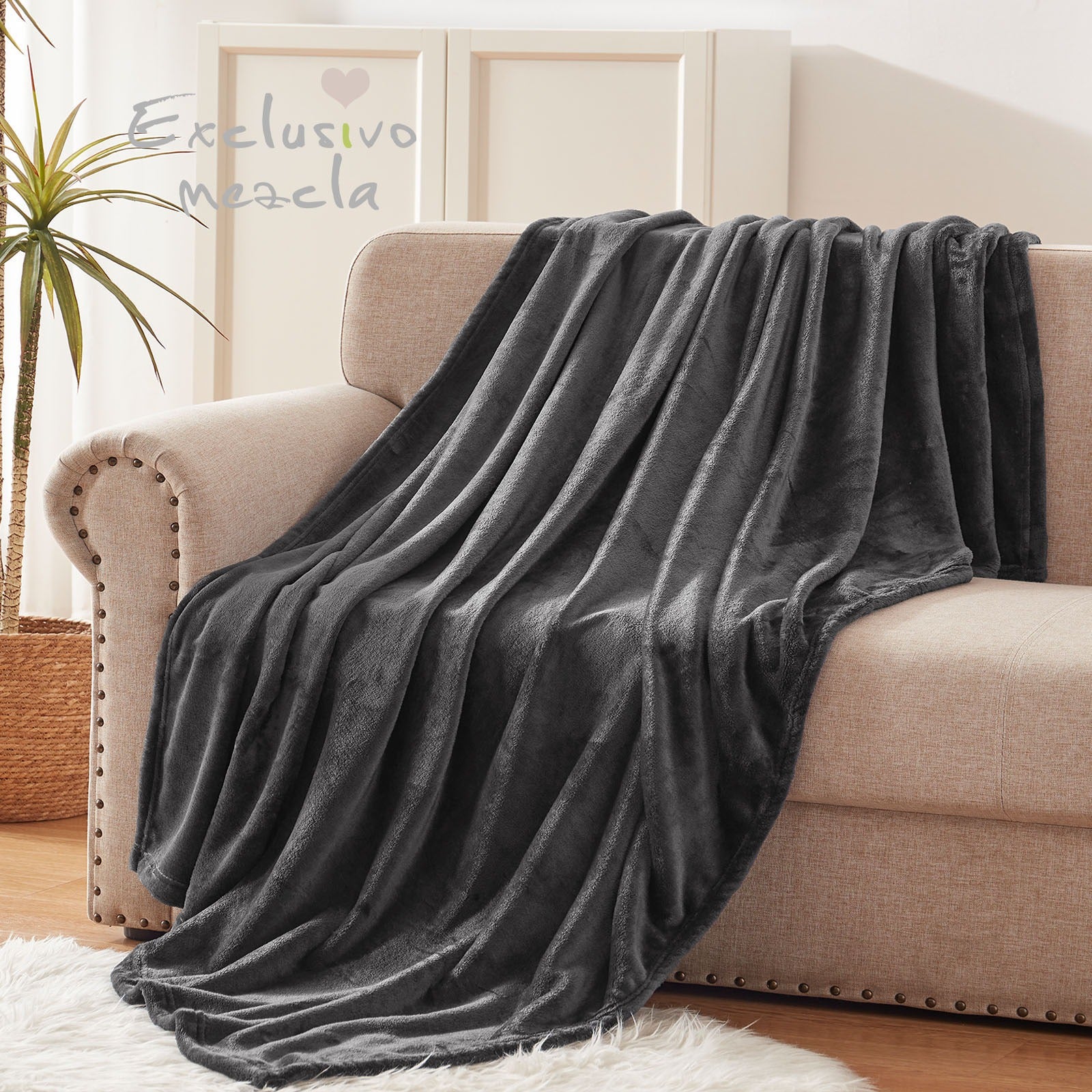 Exclusivo Mezcla Fleece Throw Blanket for Couch/Sofa/Bed，Plush Soft Blankets and Throws，Lightweight and Cozy-50