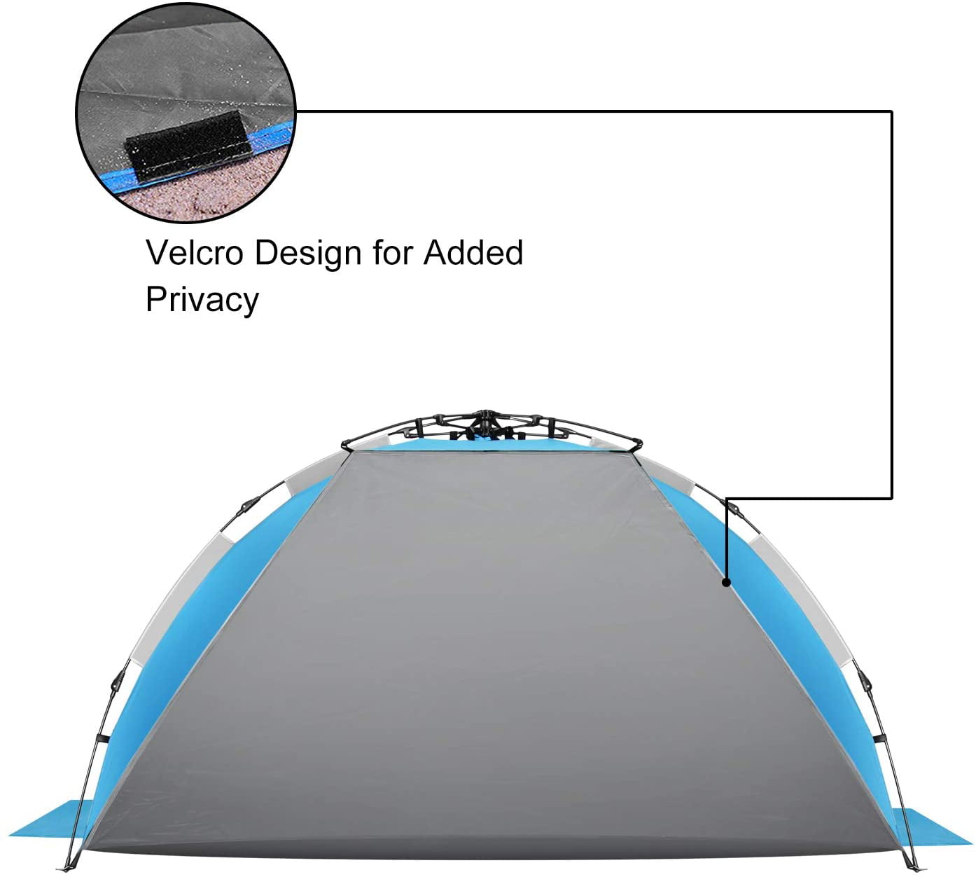 Oileus X-Large 4 Person Beach Tent Sun Shelter - Portable Sun Shade Instant Tent for Beach with Carrying Bag， Stakes， 6 Sand Pockets， Anti UV for Fishing Hiking Camping， Waterproof Windproof， Blue