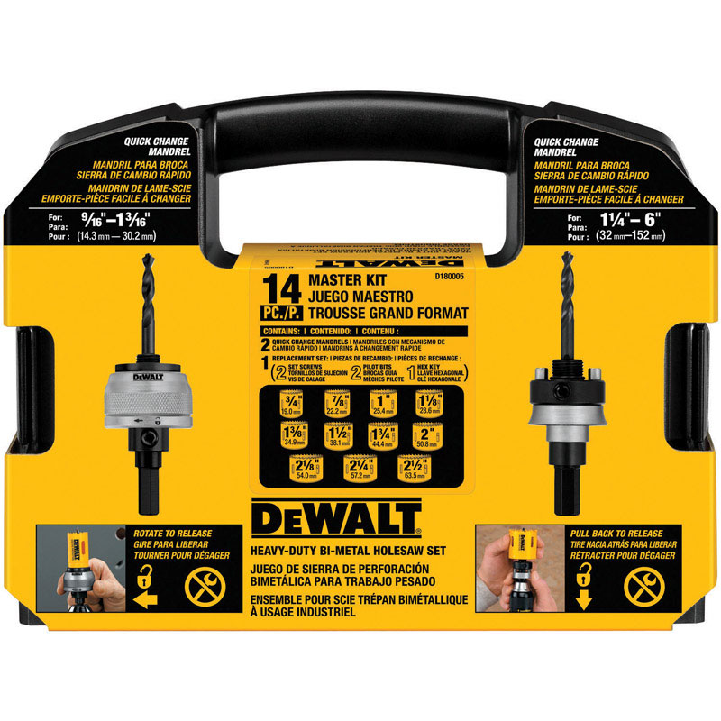 DW Assorted in. Bi-Metal Hole Saw Kit 13 pc