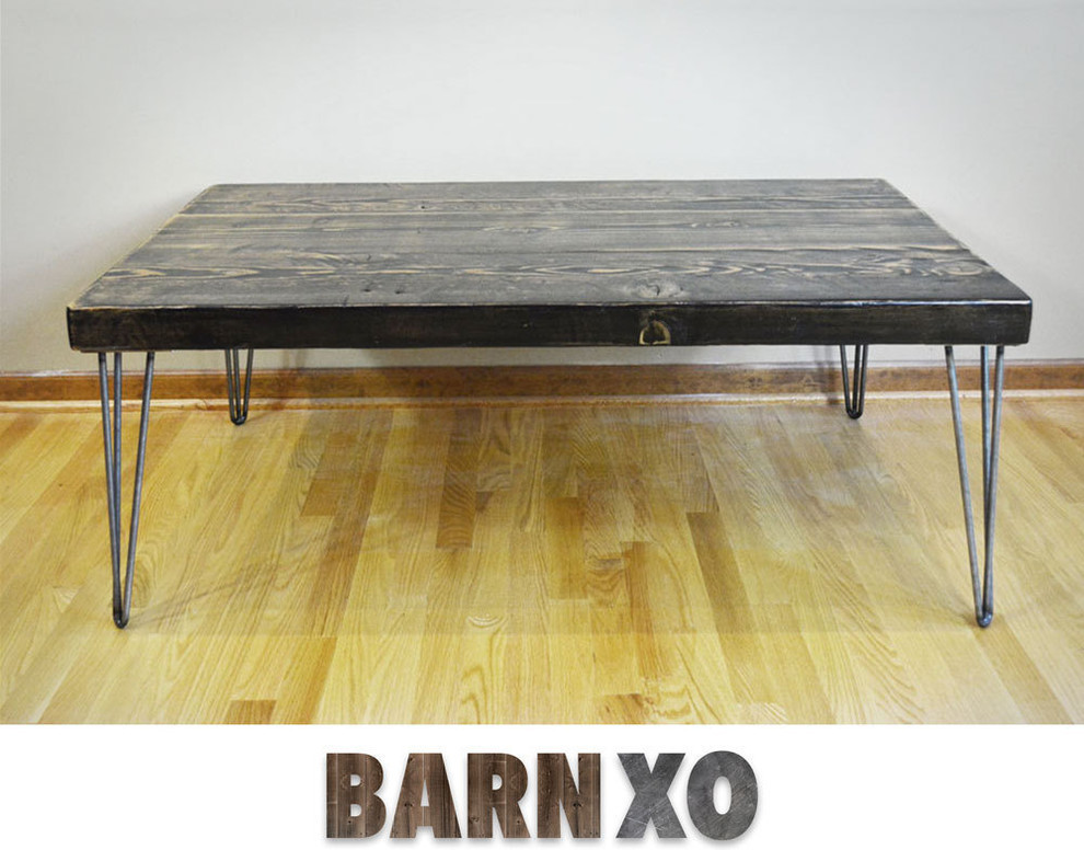 2.5 quotThick Coffee Table  Reclaimed Wood  Hairpin Legs   Industrial   Coffee Tables   by Barnxo  Houzz