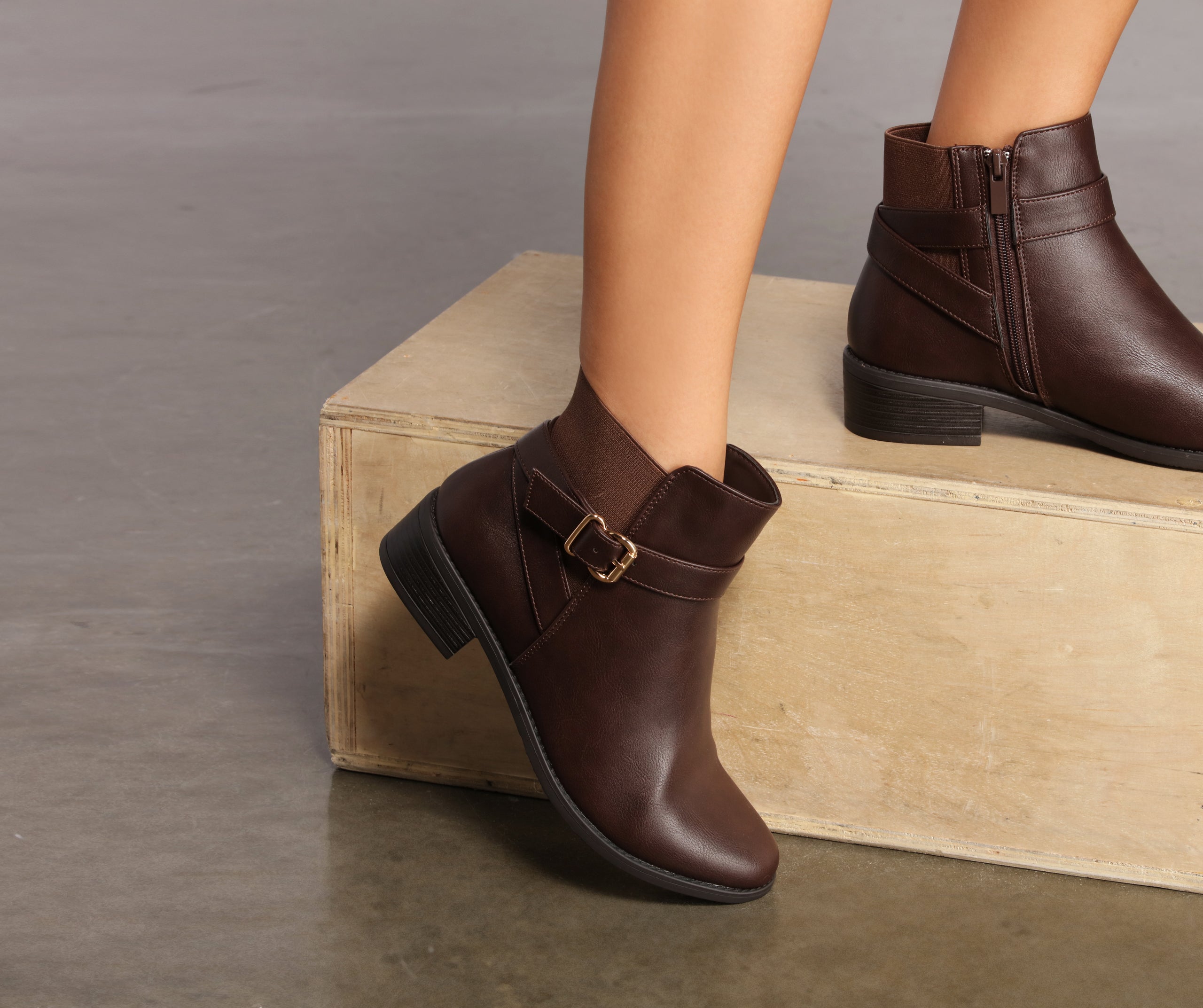 Stacked on Style Faux Leather Ankle Booties