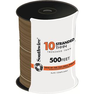 Southwire 500 ft. 10 Brown Stranded CU THHN Wire 22980757