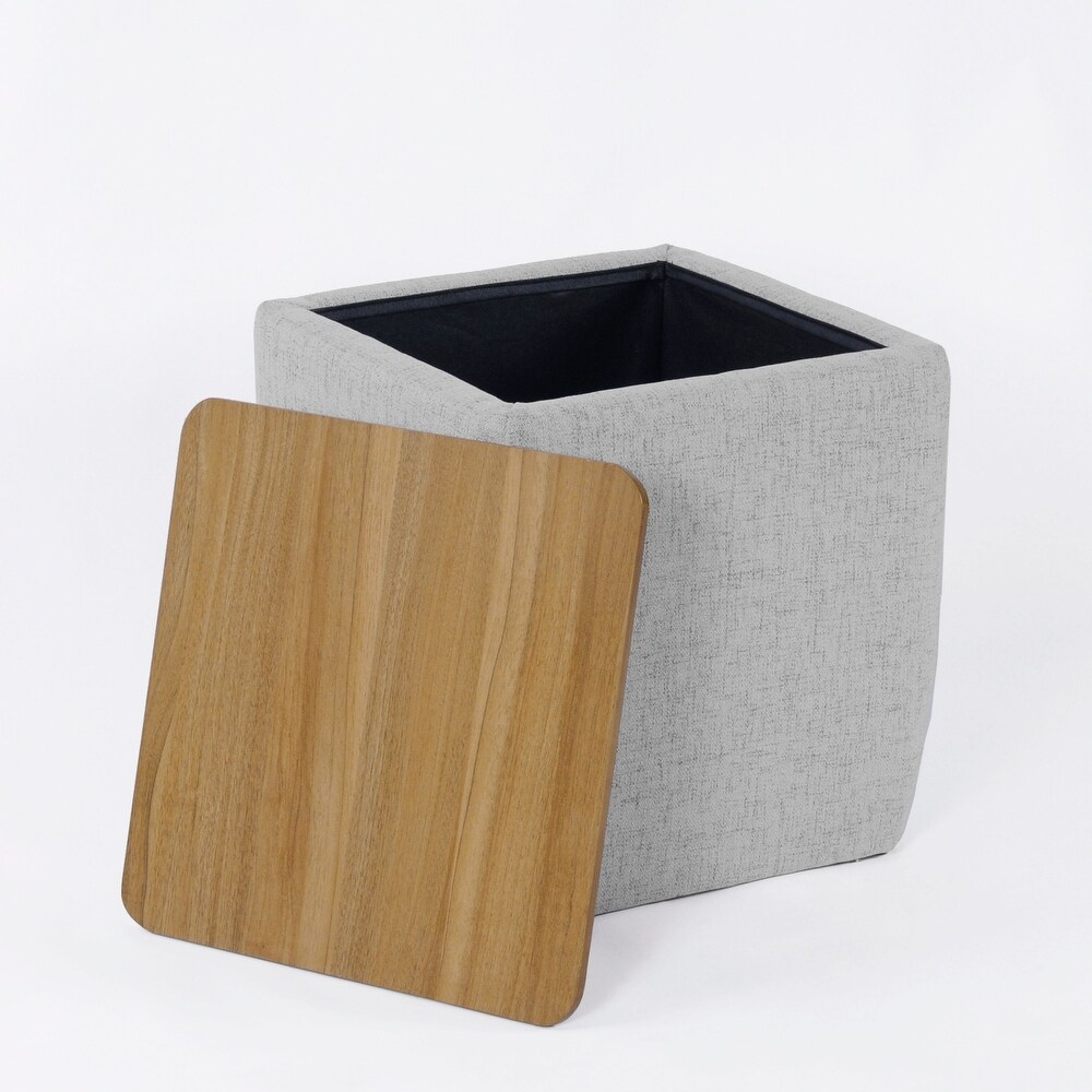 HomePop Storage Table Ottoman with Wood Top