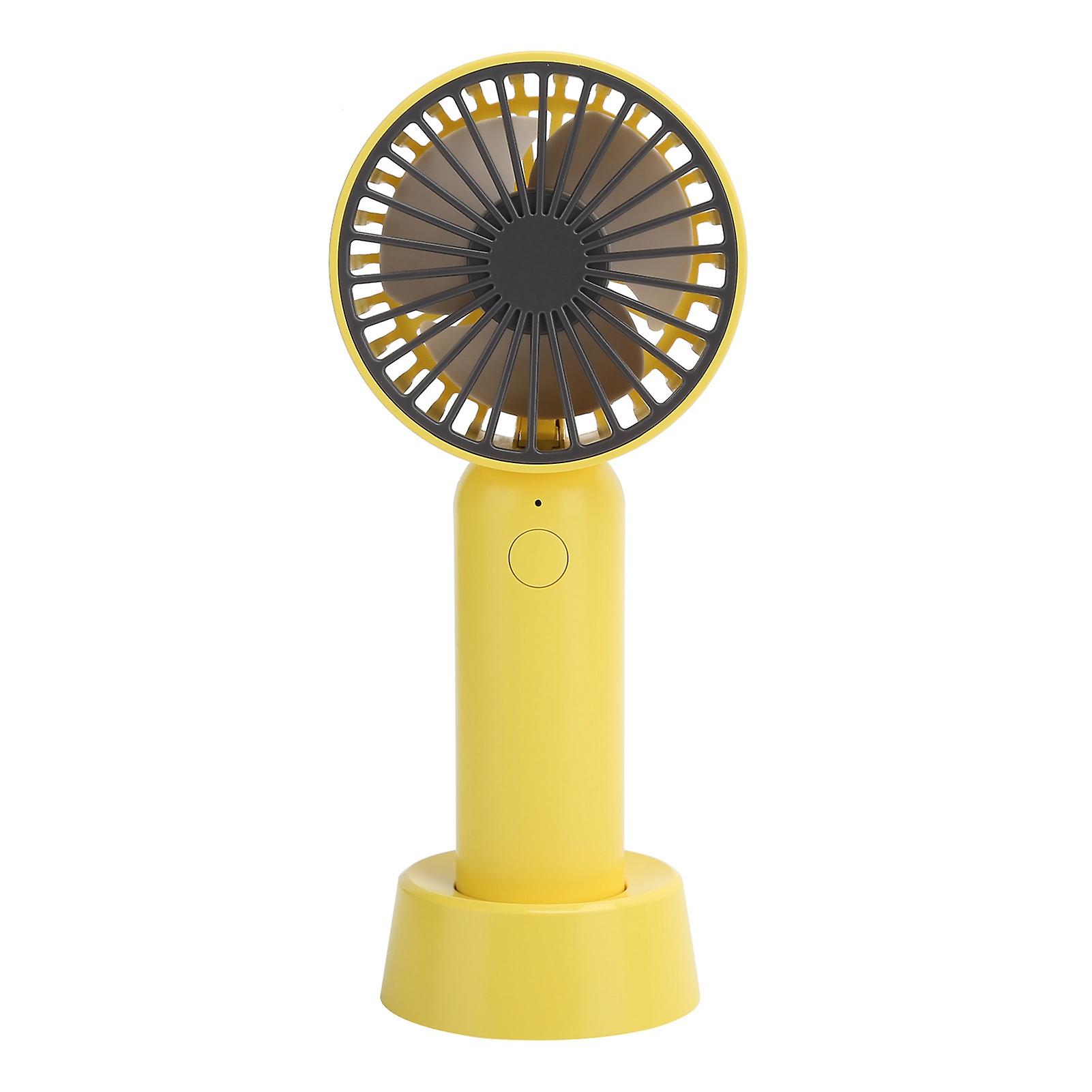 Handheld Mini Fan Desktop Mute Cooling Fan With Base For Home Office Travel Yellow