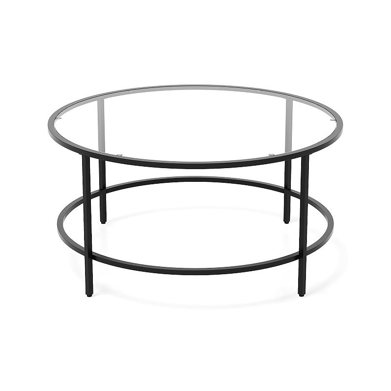 Round Coffee Table With Tempered Glass Tabletop