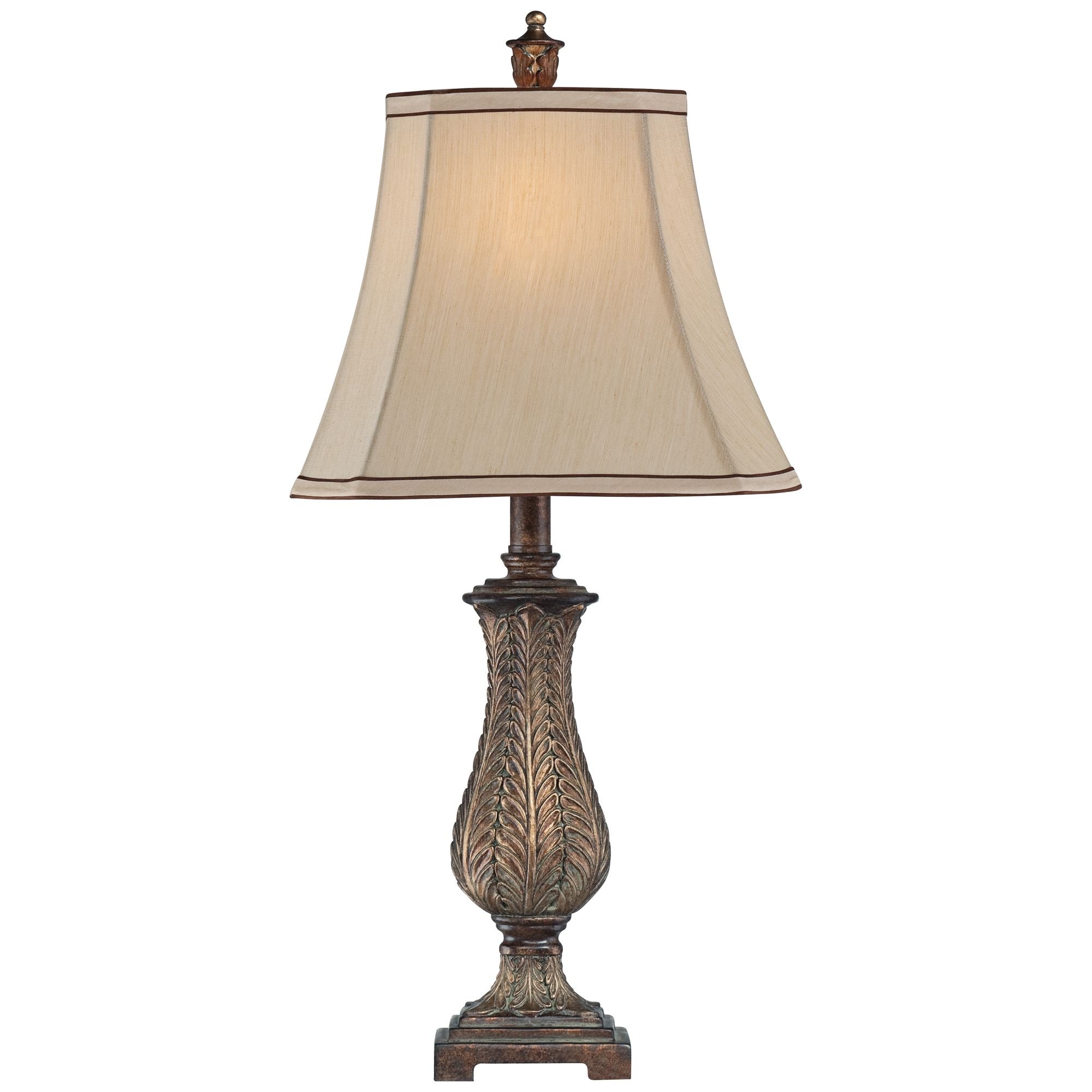 Regency Hill Traditional Table Lamp Old Oak Antique Petite Vase Beige Rectangular Shade for Living Room Family Bedroom Bedside