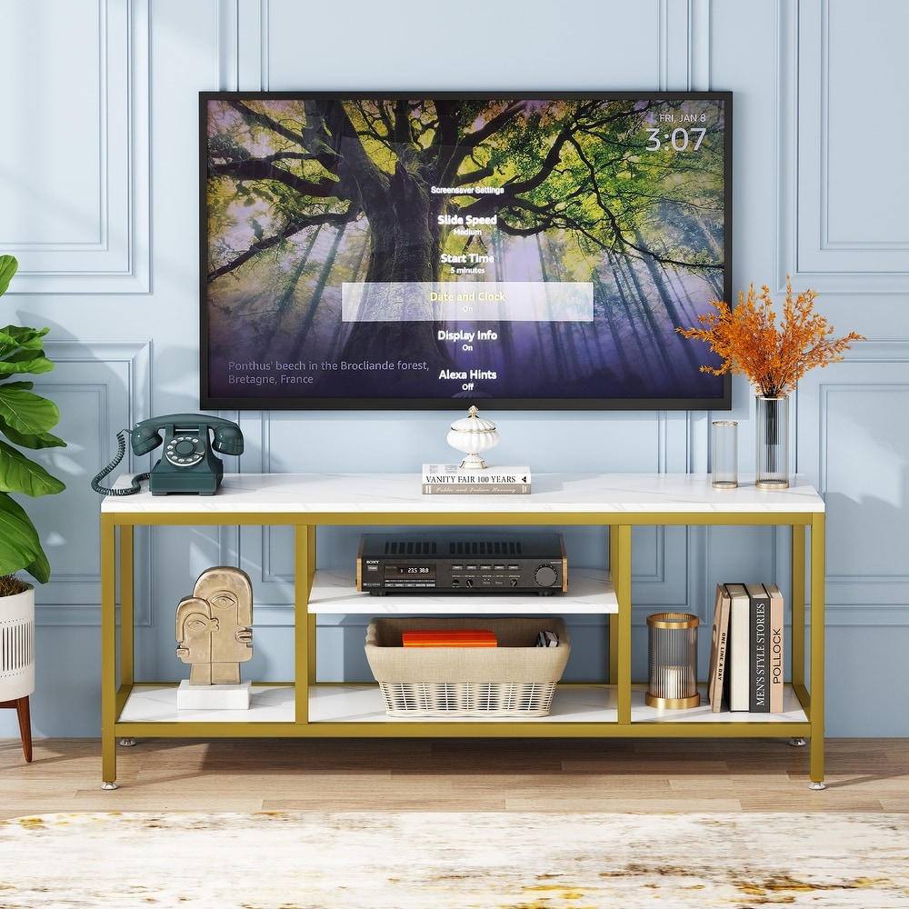 TV Stand for 65 Inch TV  59 Inch Modern TV Console Table with Open Storage Shelves