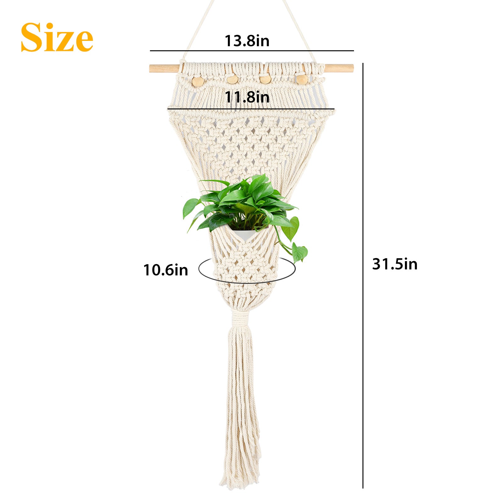 Macrame Woven Wall Tapestry, EEEkit 31.5in Macrame Plant Hanger Indoor Outdoor Hanging Planter Shelf, Boho Bohemian Home Decor Hanging Baskets for Plant Ornament Craft Gifts