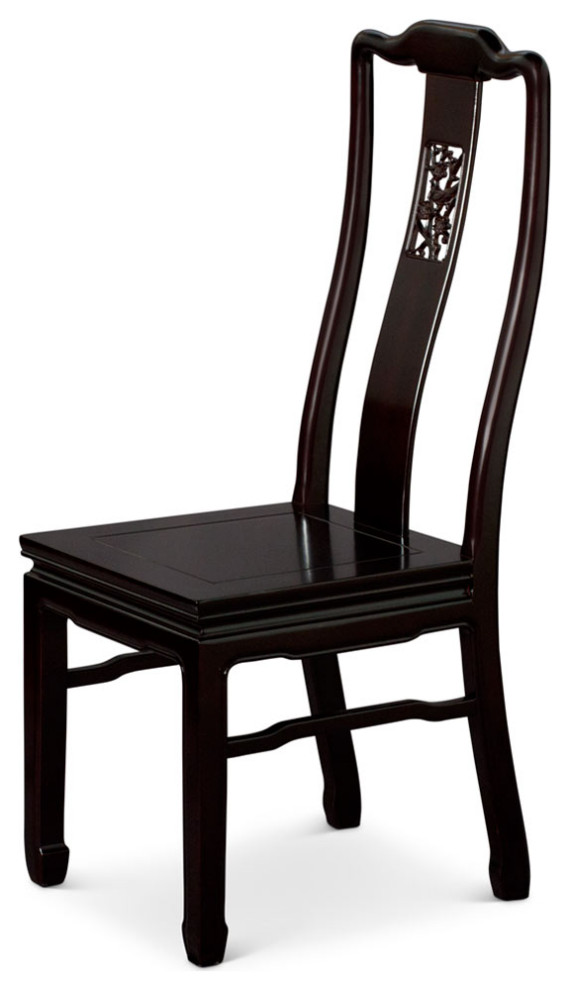 Dark Brown Rosewood Flower and Bird Oriental Side Chair   Asian   Dining Chairs   by China Furniture and Arts  Houzz