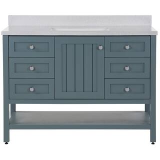 Home Decorators Collection Lanceton 49 in. W x 22 in. D Bath Vanity in Sage with Solid Surface Vanity Top in Titanium with White Sink LT48P2V8-SE