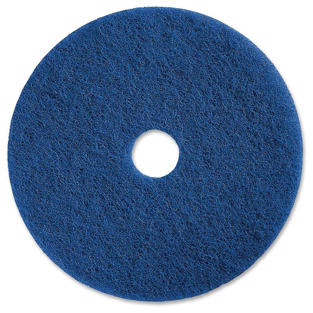 Genuine Joe 20 in. Medium-Duty Blue Scrubbing Floor Pad (5 per Carton) GJO90620