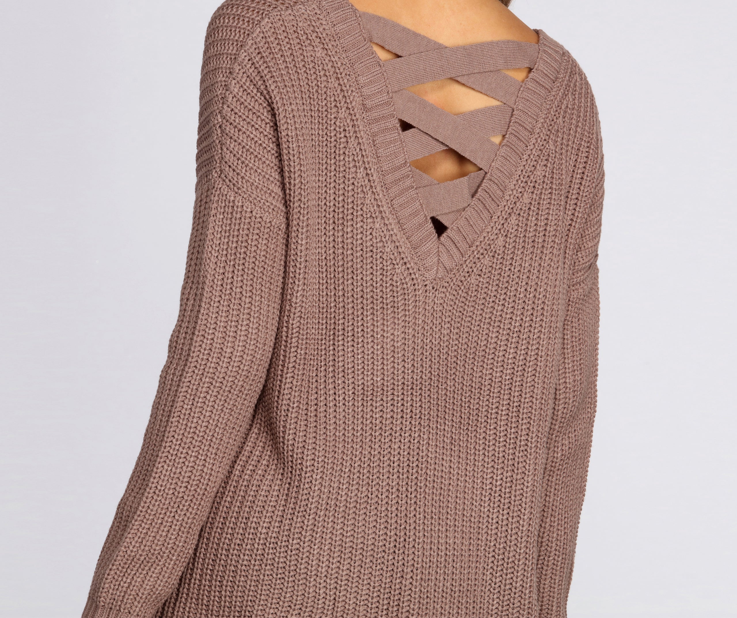 Lattice Back V Neck Tunic