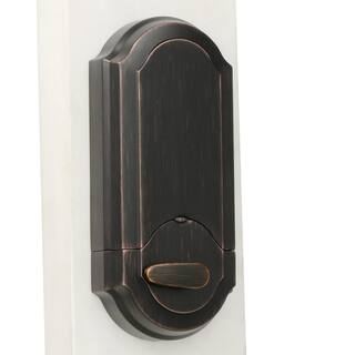 Kwikset SmartCode 909 Venetian Bronze Single Cylinder Electronic Deadbolt Featuring SmartKey Security and Tustin Passage Lever 909TNL720-11PSMT