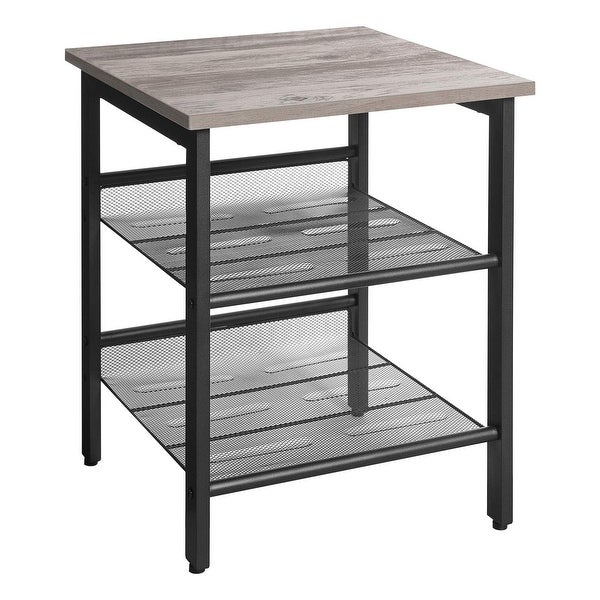 Modern End Table with Adjustable Mesh Shelves，Set of 2