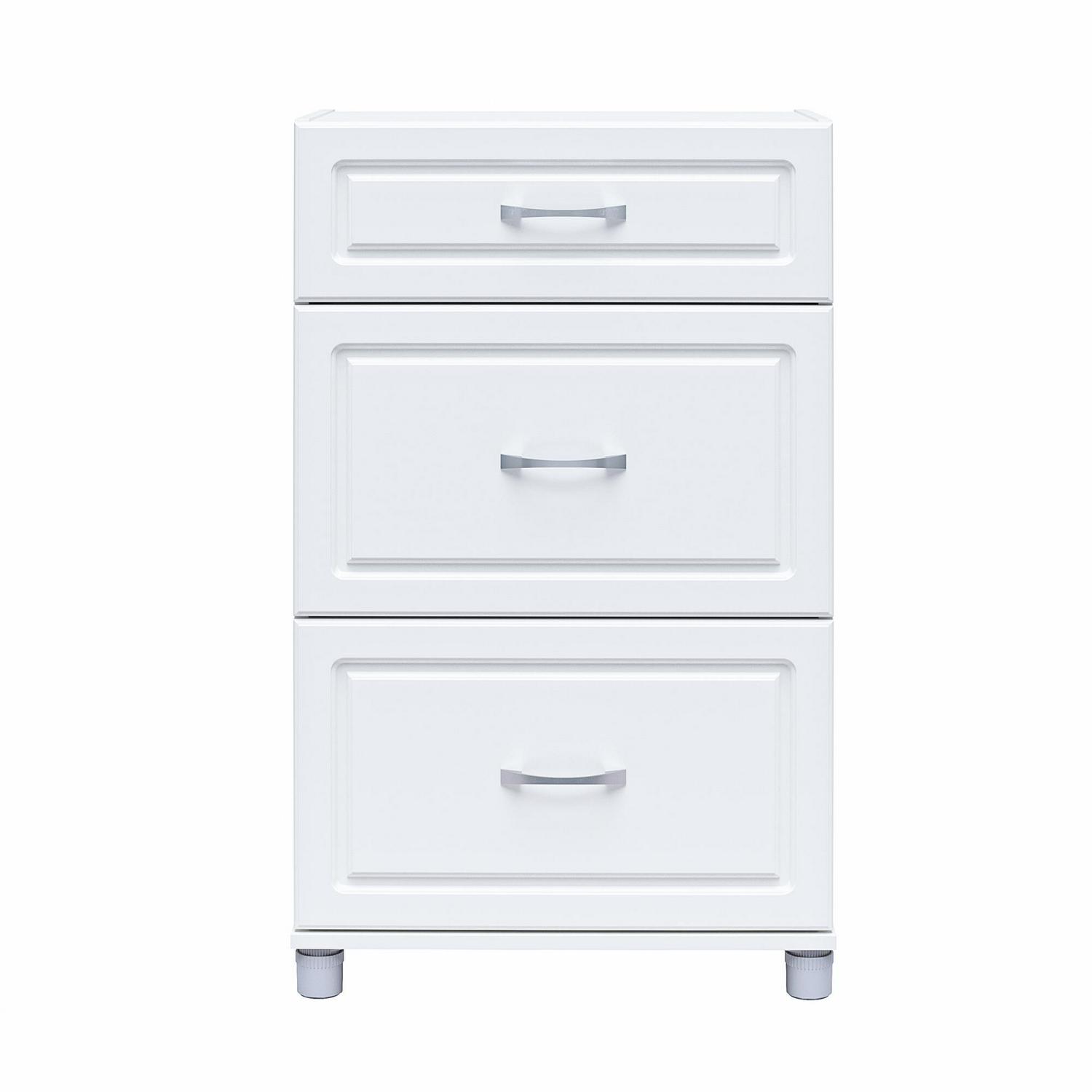 Systembuild Evolution Kendall 24 3 Drawer Base Garage Storage Cabinet， White