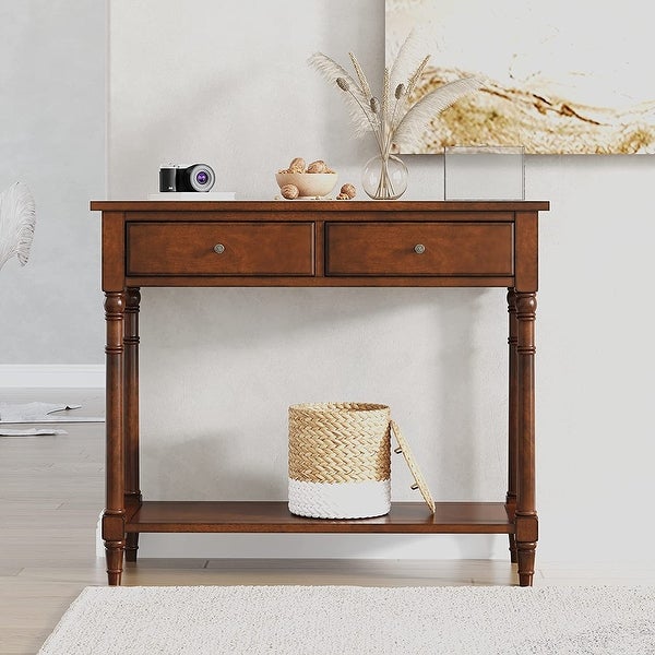 Entryway Table with Storage Drawers Console Table with Shelf