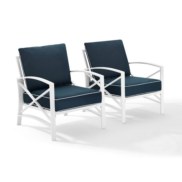 Kaplan 2pc Outdoor Accent Chairs Navy white Crosley