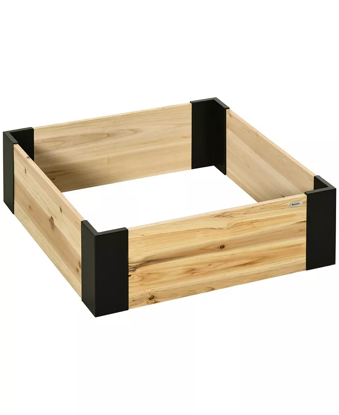 Outsunny Raised Garden Bed Planter with Metal Corner， No Tools Required