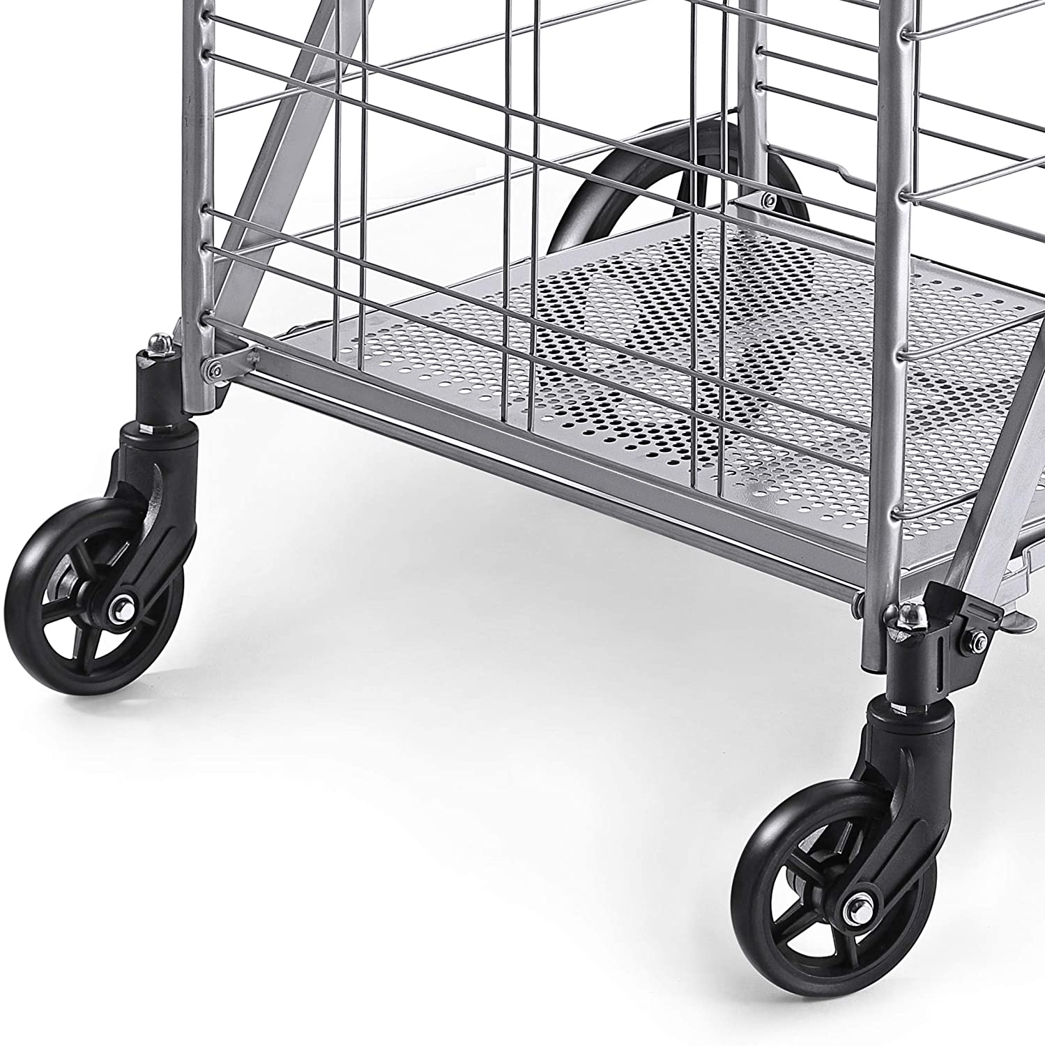 Wellmax Shopping Cart with Wheels, Metal Grocery Cart with Wheels, Shopping Carts For Groceries