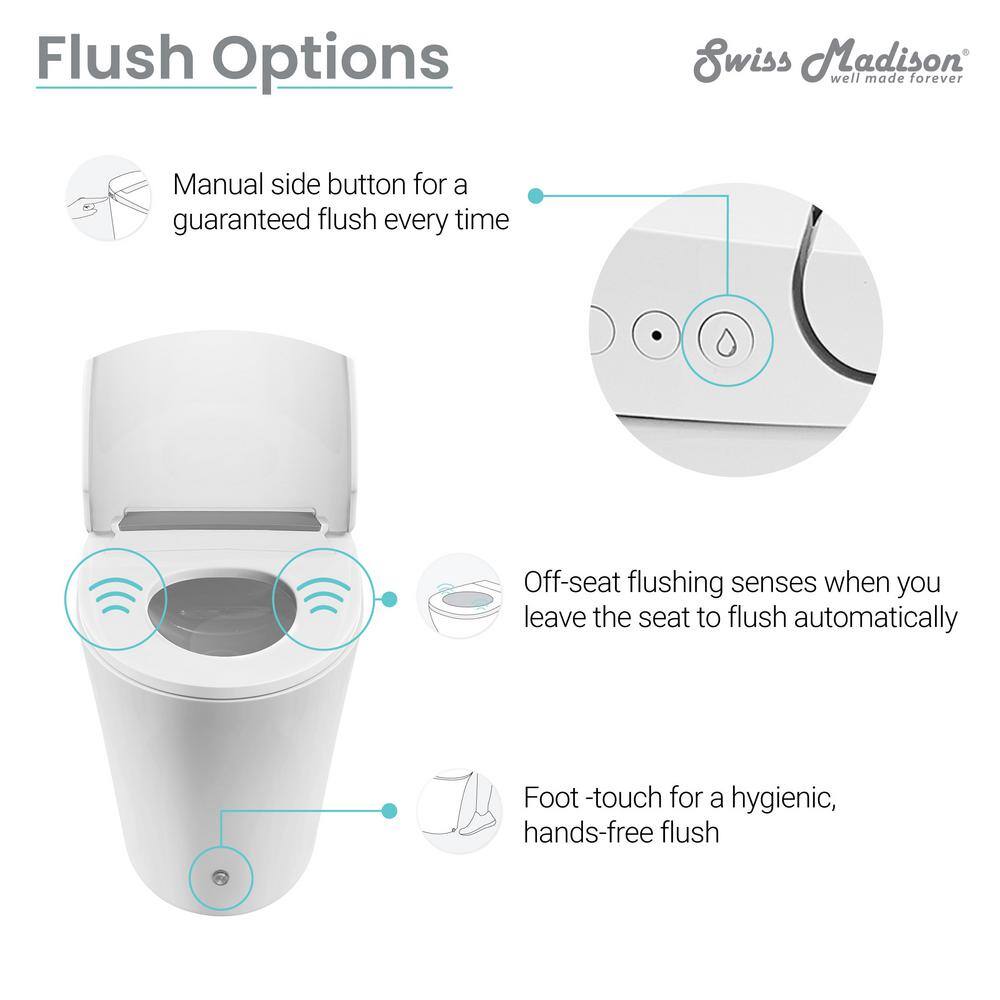 Swiss Madison Hugo Intelligent Tankless Elongated Toilet Touchless Vortex Dual-Flush 1.11.6 gpf SM-ST040