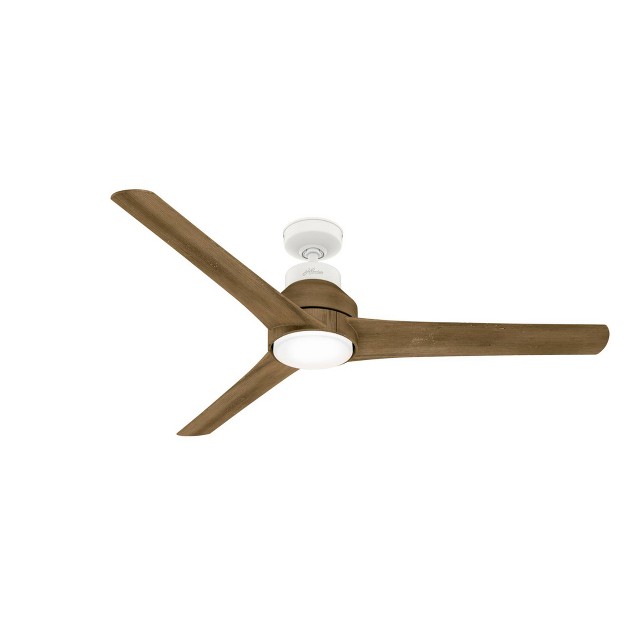 Lakemont Damp Rated Ceiling Fan With Remote White includes Led Light Bulb Hunter Fan