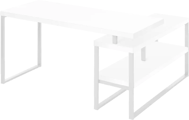 Monarch White L-Shaped Desk