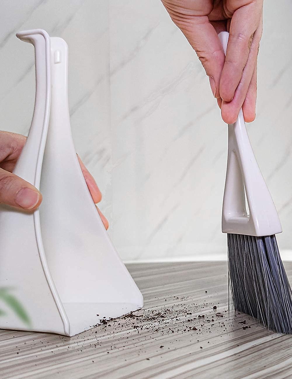 Mini Dustpan And Brush Set，compact Dust Pan And Hand Broom Set，white