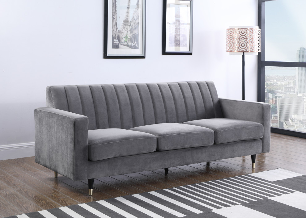 Lola Velvet Upholstered Set   Midcentury   Sofas   by Meridian Furniture  Houzz