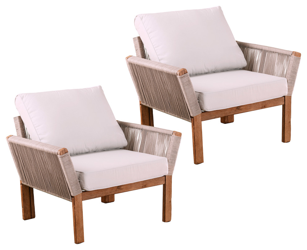 Sidmouth Outdoor Armchair With Cushions  Set of 2   Tropical   Outdoor Lounge Chairs   by SEI  Houzz