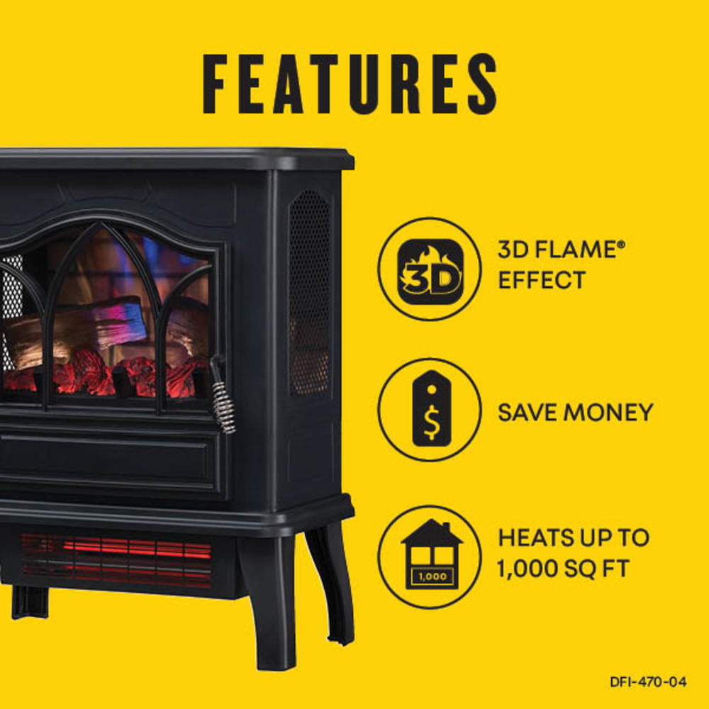 Duraflame® 3D Infrared Quartz Electric Fireplace Stove Heater, Black