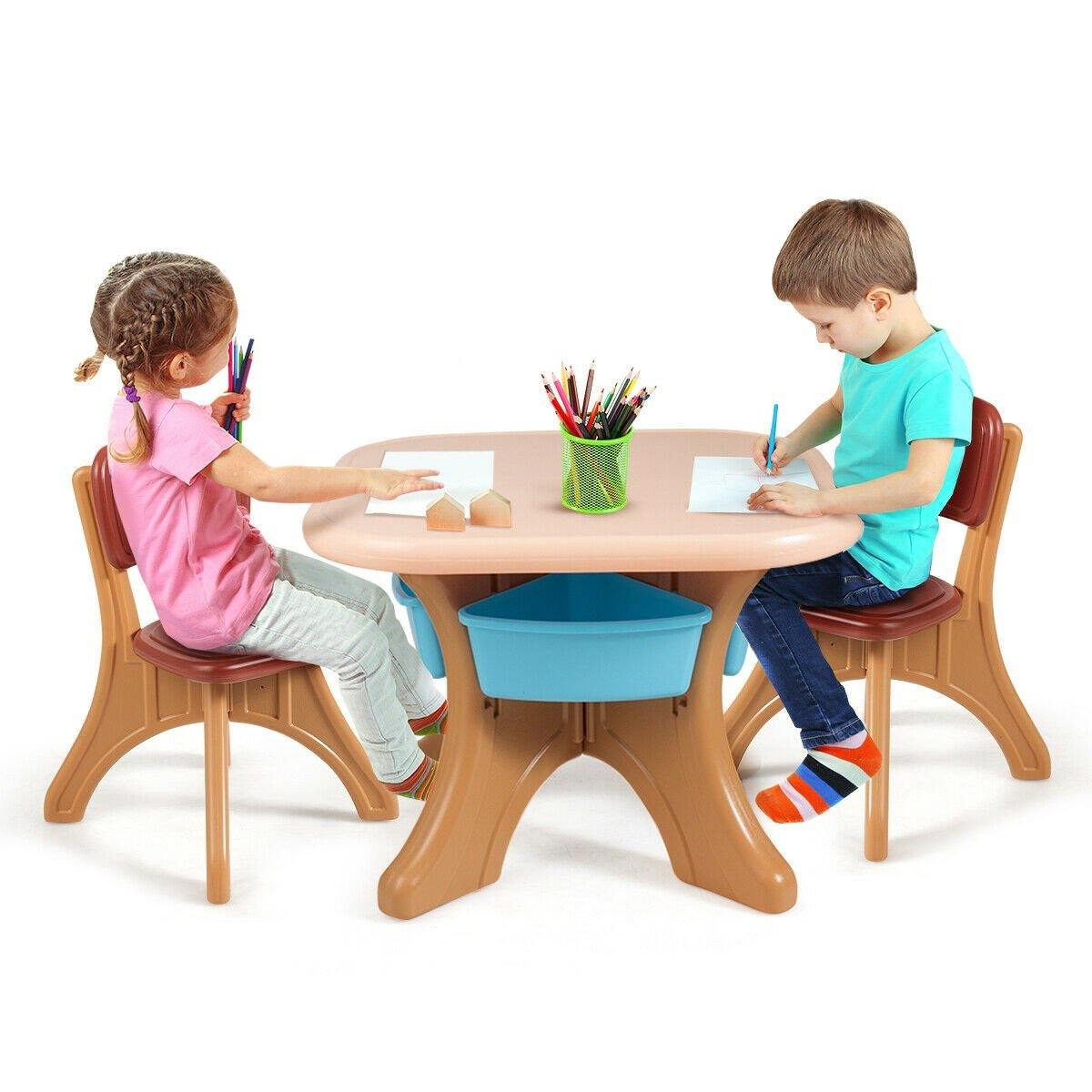 Kids Table and Chair Set, 3 Piece Activity Table