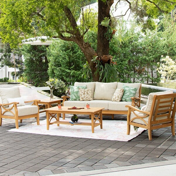 Cambridge Casual Lowell 5piece Teak Wood Outdoor Conversation Set with cushion