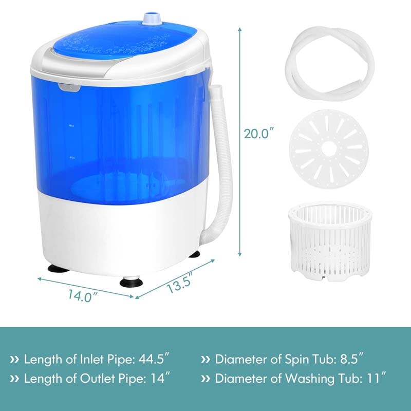 5.5lbs Portable Mini Washing Machine with Spin Dryer & Drain Hose, Semi-Auto Laundry Washer for Dorm RV