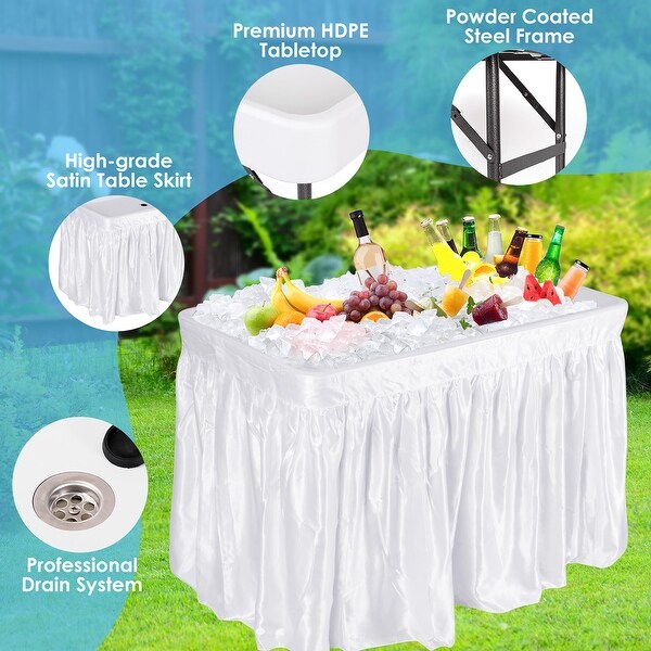 4 ft Ice Cooler Table Foldable Cold Food Keeper with Matching Skirt