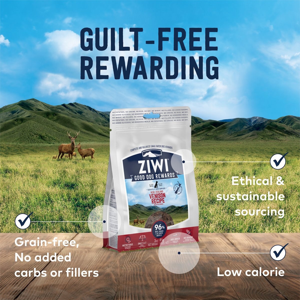 Ziwi Good Dog Rewards Air-Dried Venison Dog Treats