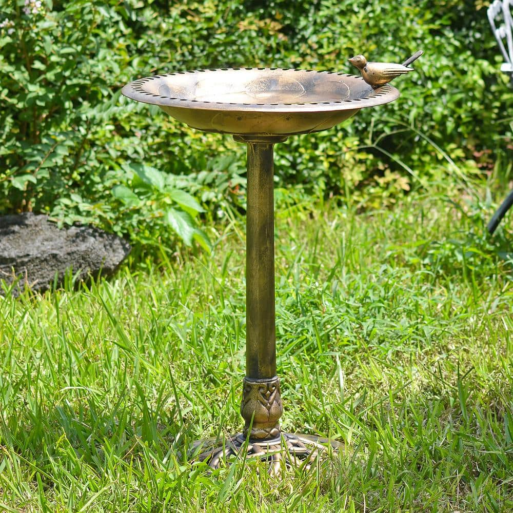 Arcadia Garden Products 19-1/2 in. x 19-1/2 in. x 30 in. Polypropylene Bronze Birdbath (4-Piece) BB06