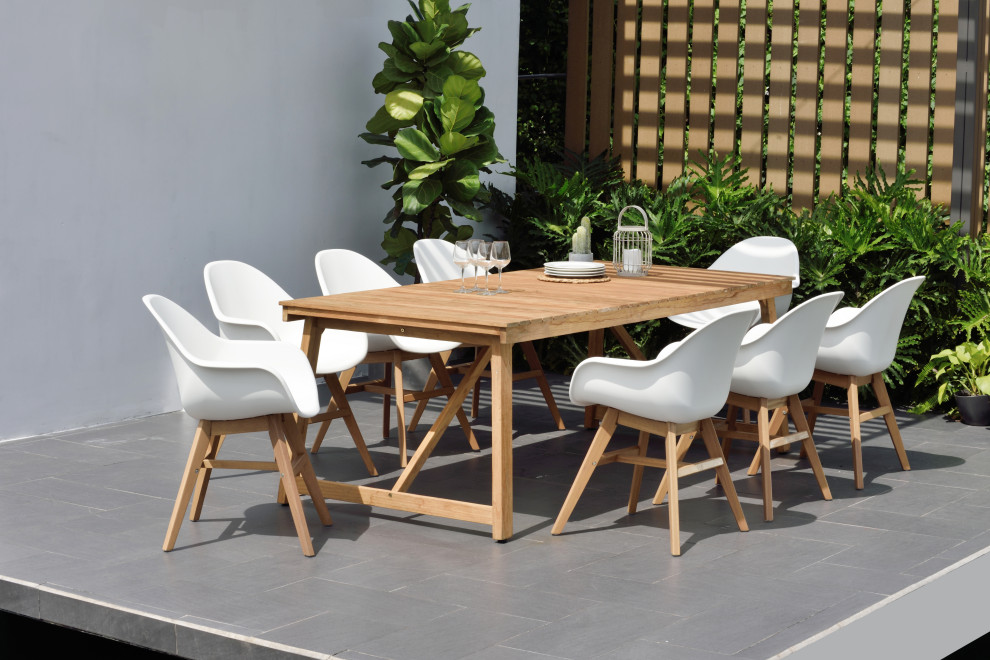 Amazonia Grade A Reclaimed Teak Michelle Deluxe Rectangular Dining Set   Midcentury   Outdoor Dining Sets   by Amazonia  Houzz