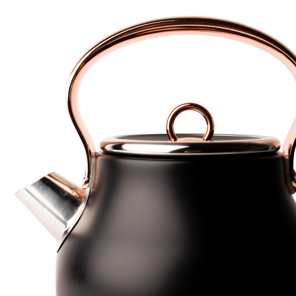 Haden Heritage 1.7 Ltr Stainless Steel Electric Kettle  Black and Copper   Contemporary   Kettles   by Studio Designs  Houzz