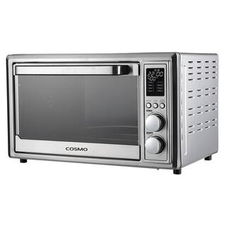 Cosmo 32 qt. Compact Electric Air Fryer Toaster Oven with Air Fry Basket Rotisserie Fork 1800W in Stainless Steel COS-317AFOSS