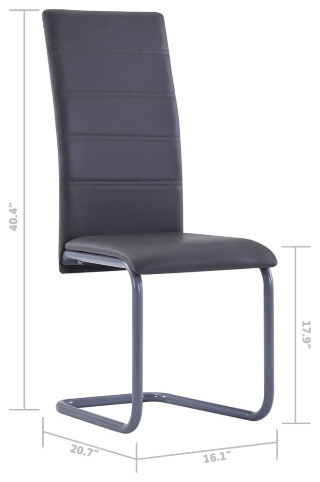vidaXL Dining Chair 4 Pcs Cantilever Dining Side Chair Brown Faux Leather   Contemporary   Dining Chairs   by vidaXL LLC  Houzz