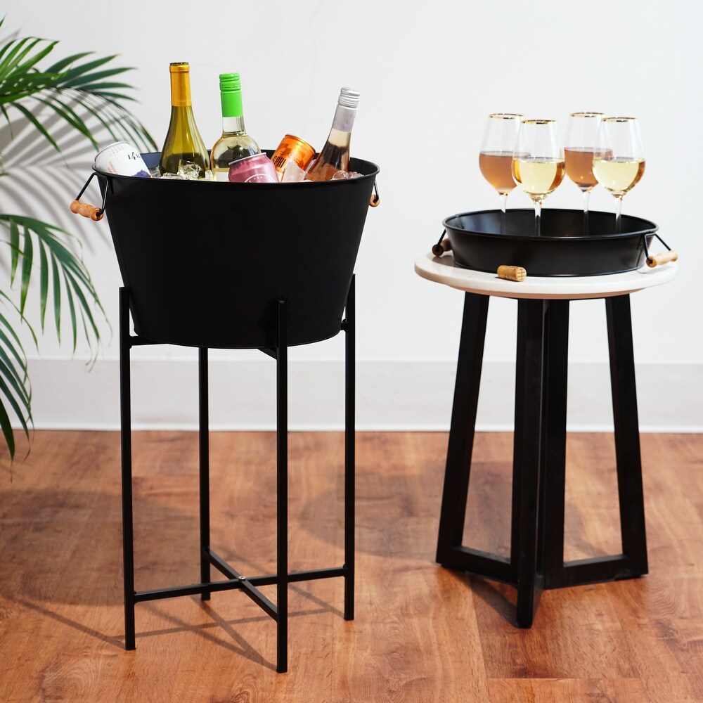 Black Beverage Tub with Stand   Tray by Twine Living