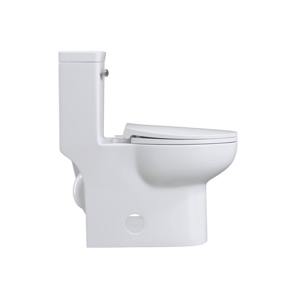 tunuo 1-piece 1.28GPF Single Flush Elongated Toilet in Glossy White Seat Included SF-YBS-128